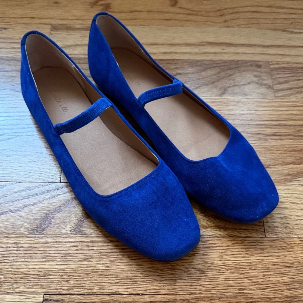 Madewell Greta flat in blue suede, size 8 - Picture 1 of 3